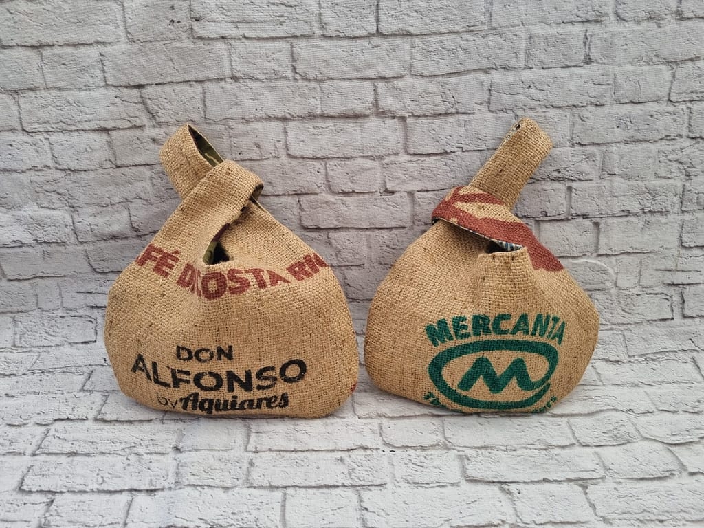 Japanese knot bags from coffee sack