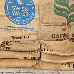 Swiss water Cafe do Brasil Ethical addictions coffee sacks