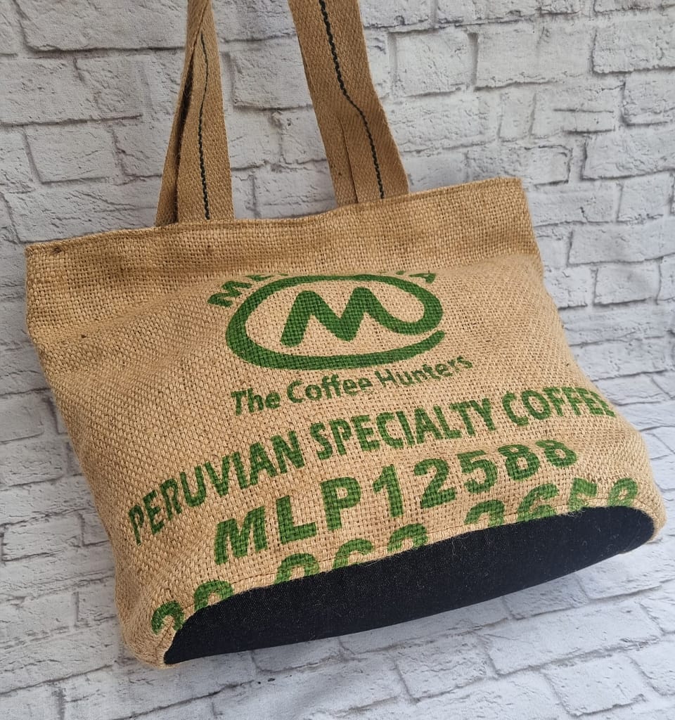 Recycled coffee sack tote bag